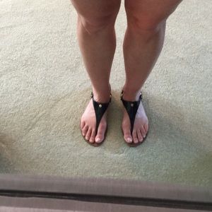 Ralph Lauren black patent thong sandals